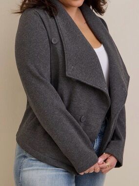 torrid Charcoal Gray Draped Cropped Double-Breasted Shacket sz 2X